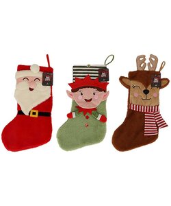 Apollo Grote Kerstsokken Kerst Print 3-Pack Kerstman/Kerstelf/Rendier