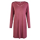 By Louise By Louise Ladies Nightshirt V-Neck With Lace Long Sleeve Bamboo Viscose Solid Bordeaux Red