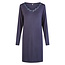 By Louise By Louise Ladies Nightshirt V-Neck With Lace Long Sleeve Bamboo Viscose Solid Dark Blue