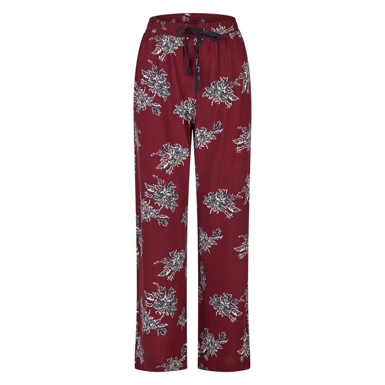 By Louise By Louise Ladies Pajama Set Long Modal/Bamboo Viscose Dark Blue/Bordeaux Red Floral