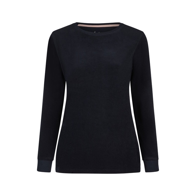 By Louise By Louise Women's Winter Pyjama Set Long Terry Dark Blue/Pink Striped