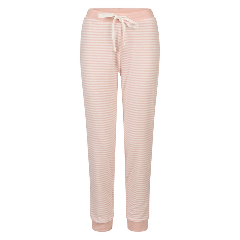 By Louise By Louise Women's Winter Pyjama Set Long Terry Dark Blue/Pink Striped