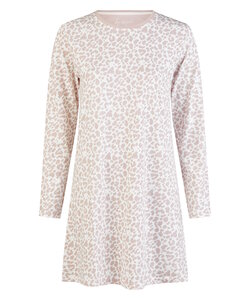 By Louise Ladies Nightshirt Long Sleeve Cotton White/Pink Animal Print