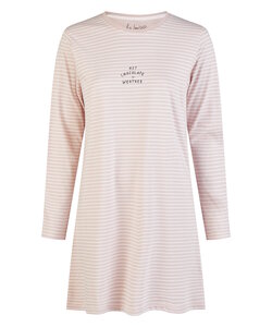 By Louise Ladies Nightshirt Long Sleeve Cotton Pink/White Striped