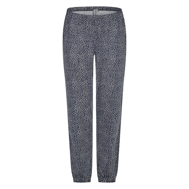 By Louise By Louise Dames Pyjama Set Lang Katoen Donkerblauw/Wit Gestipt