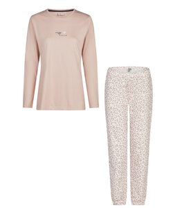 By Louise Ladies Pyjama Set Long Cotton Pink Animal Print