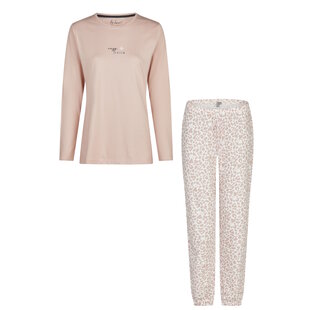 By Louise Ladies Pyjama Set Long Cotton Pink Animal Print