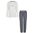 By Louise By Louise Dames Pyjama Set Lang Katoen Donkerblauw/Wit Gestipt