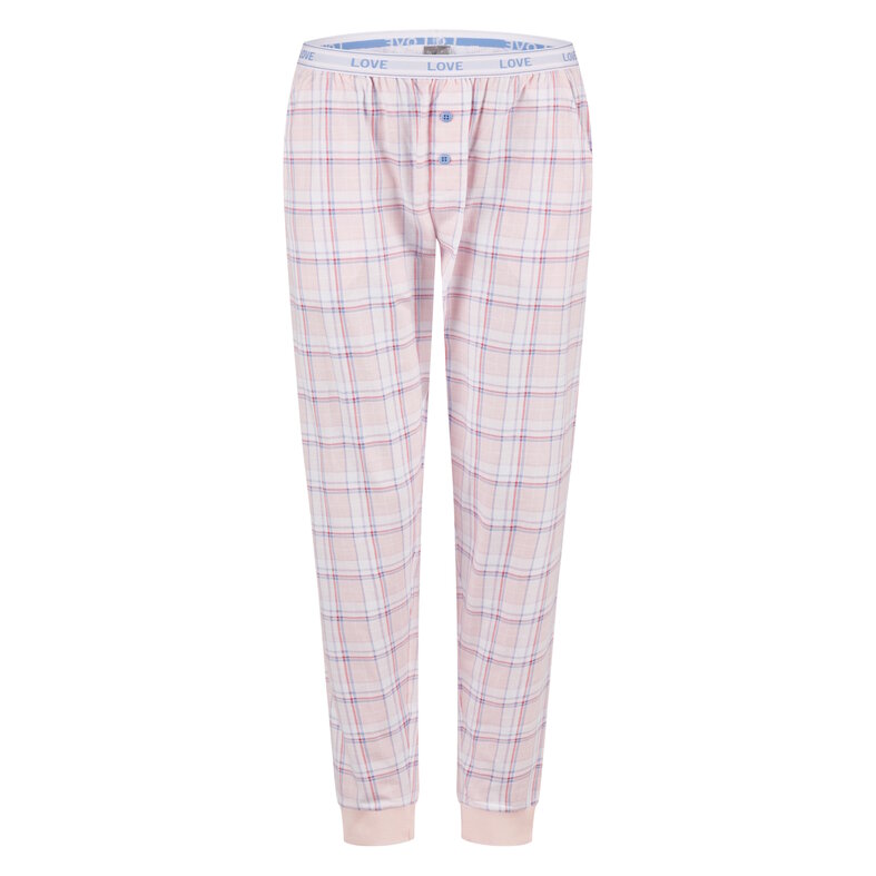 By Louise By Louise Ladies Pyjama Set Long Pink Checkered