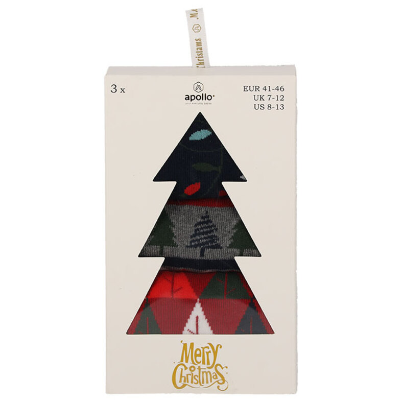 Apollo Apollo Men's Christmas Socks Giftbox 3-Pack Print