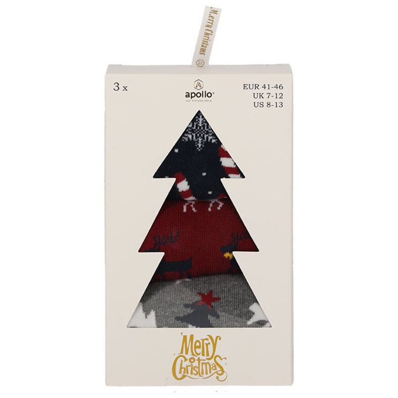 Apollo Apollo Men's Christmas Socks Giftbox 3-Pack Print