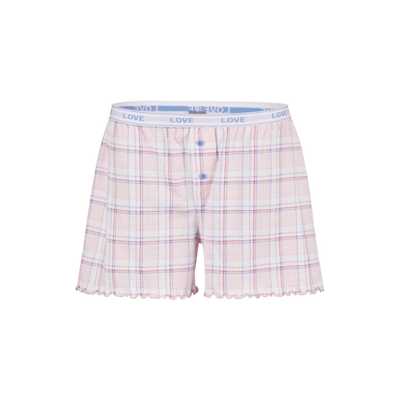 By Louise By Louise Dames Korte Pyjama Set Shortama Roze Geruit