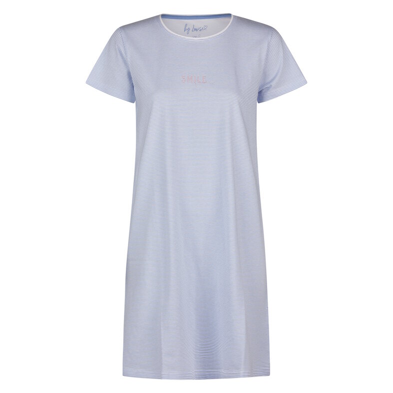 By Louise By Louise Dames Nachthemd Korte Mouw Blauw Gestreept