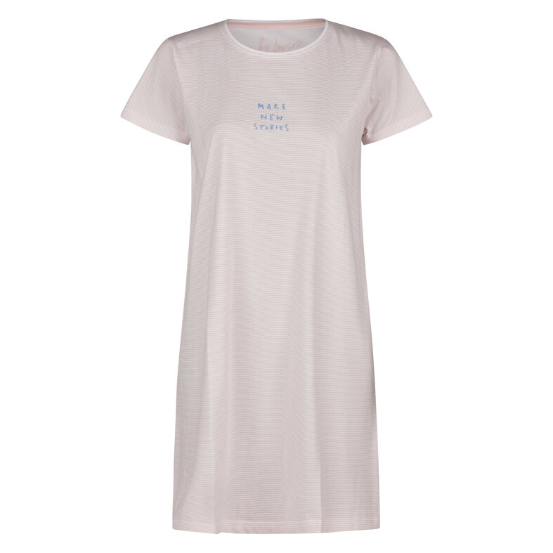 By Louise By Louise Dames Nachthemd Korte Mouw Roze Gestreept