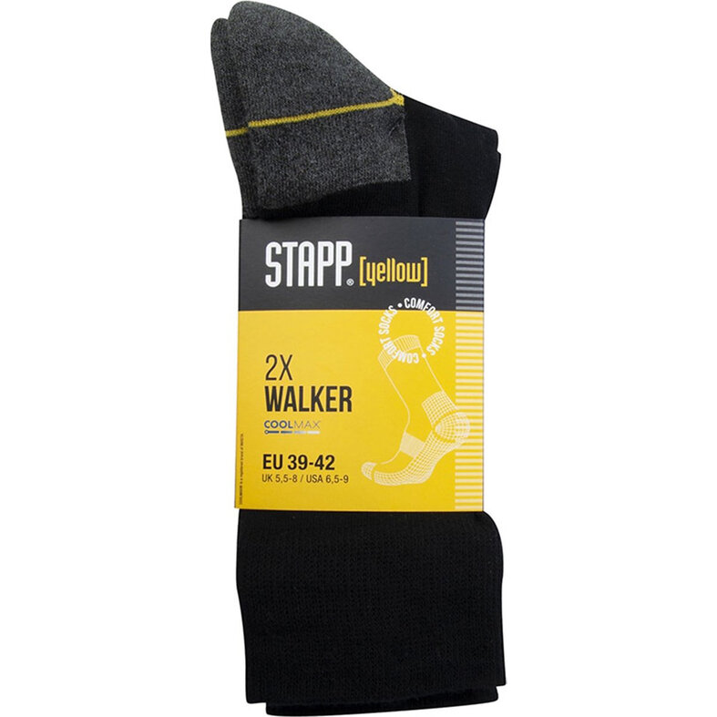 STAPP STAPP Unisex Hiking Socks Yellow Walker Seamless Socks 6-Pack Black
