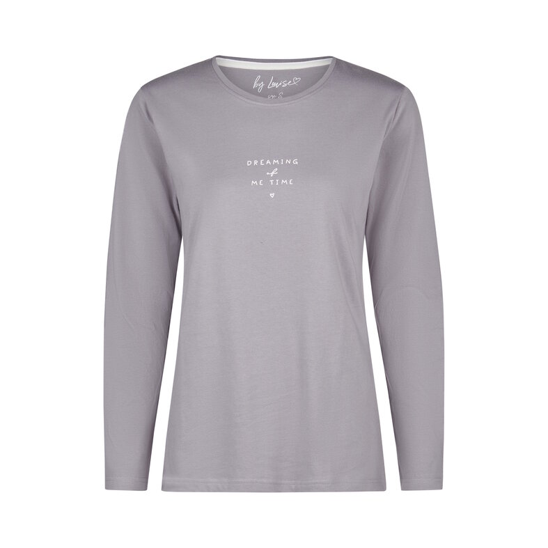 By Louise By Louise Dames Pyjama Set Lang Jersey Katoen Grijs Gestreept