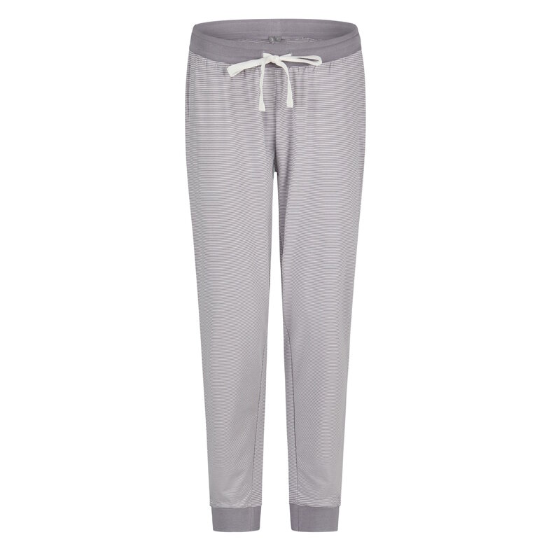 By Louise By Louise Dames Pyjama Set Lang Jersey Katoen Grijs Gestreept