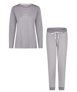 By Louise Dames Pyjama Set Lang Jersey Katoen Grijs Gestreept