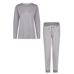 By Louise Ladies Pajama Set Long Jersey Cotton Gray Striped