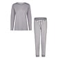 By Louise By Louise Dames Pyjama Set Lang Jersey Katoen Grijs Gestreept