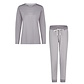 By Louise By Louise Ladies Pajama Set Long Jersey Cotton Gray Striped