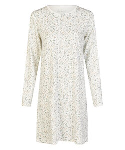 By Louise Ladies Nightshirt Interlock Long Sleeve White Flowered