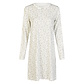 By Louise By Louise Dames Nachthemd Interlock Lange Mouw Wit Gebloemd