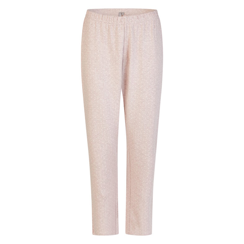 By Louise By Louise Dames Pyjama Set Lang Interlock Wit/Roze Gestreept