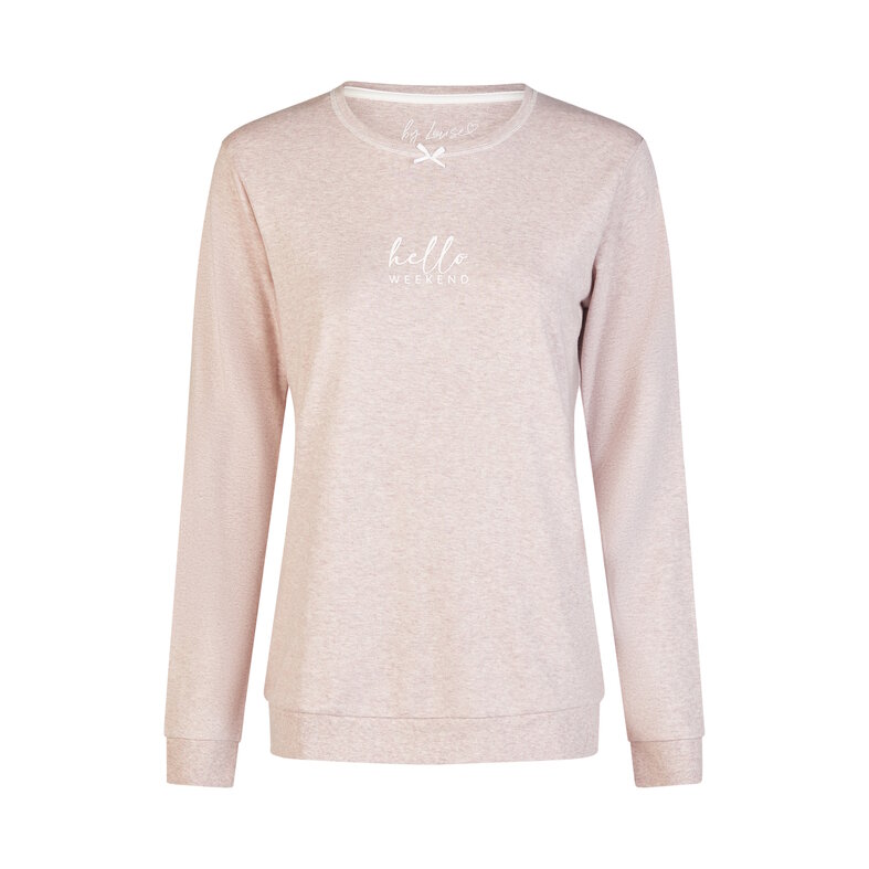 By Louise By Louise Dames Pyjama Set Lang Interlock Roze/Wit Gestreept