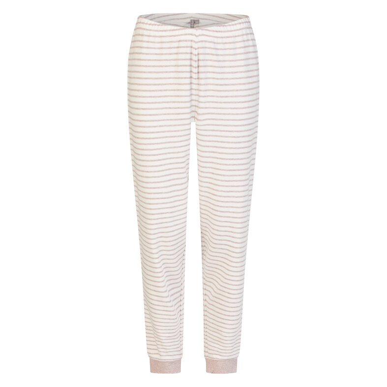 By Louise By Louise Dames Pyjama Set Lang Interlock Roze/Wit Gestreept