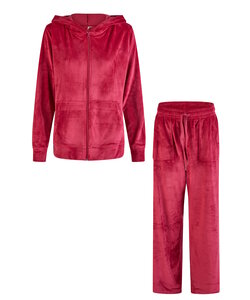 By Louise Dames Huispak Velours Effen Rood