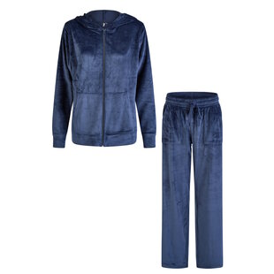 By Louise Ladies House Suit Velvet Plain Blue