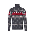 Apollo Apollo Men's Christmas Sweater Zip With Christmas Print Gray