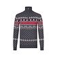 Apollo Apollo Men's Christmas Sweater Zip With Christmas Print Gray