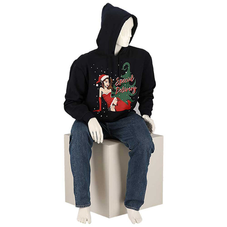 Apollo Apollo Men's Foul Christmas Sweater Hoodie Foul Christmas Print Dark Blue