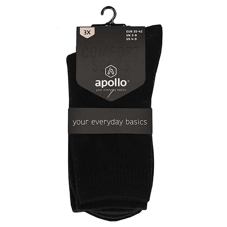 Apollo Apollo Ladies Plain Diabetes Socks 3-Pair Plain Black