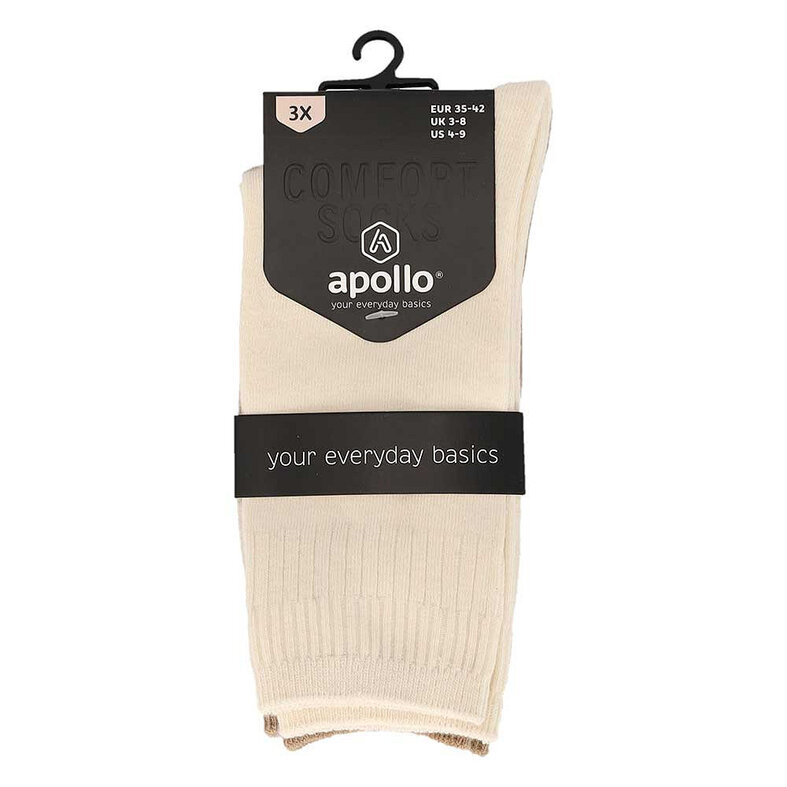 Apollo Apollo Dames Effen Diabetes Sokken 3-Paar Effen Beige