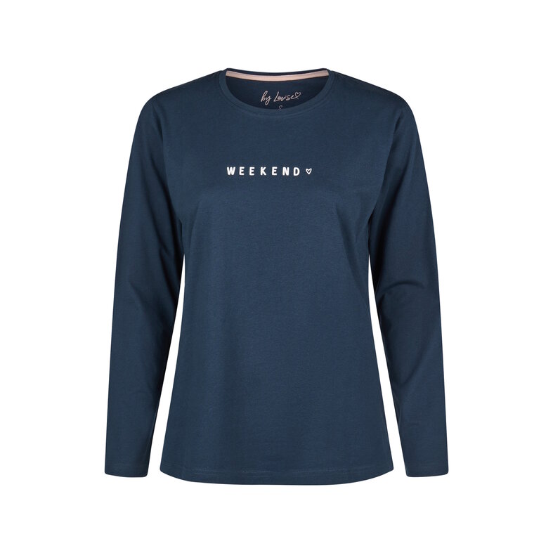 By Louise By Louise Dames Pyjama Set Lang Blauw/Roze Gestreept