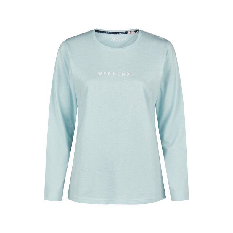 By Louise By Louise Dames Pyjama Set Lang Blauw Gebloemd