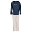 By Louise By Louise Dames Pyjama Set Lang Blauw/Roze Gestreept