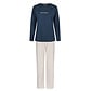 By Louise By Louise Ladies Pyjama Set Long Blue/Pink Striped