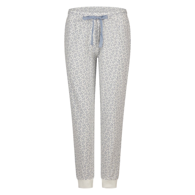 By Louise By Louise Dames Pyjama Set Lang V-Hals Blauw Gebloemd