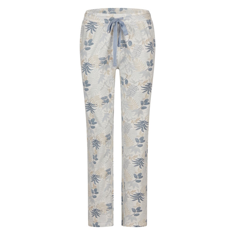 By Louise By Louise Dames Pyjama Set Lang V-Hals Donkerblauw Gebloemd