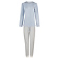 By Louise By Louise Ladies Pajama Set Long V-Neck Blue Floral