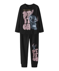 Name It Girls Long Pyjama Set NKFOLINA Stitch Black