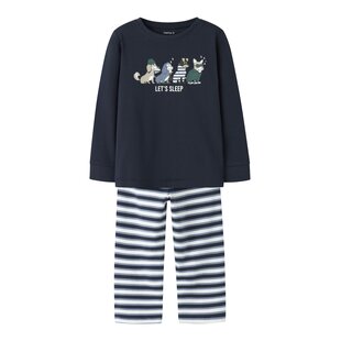 Name It Jongens Lange Pyjama Set NMMRAMEL Gestreept Donkerblauw
