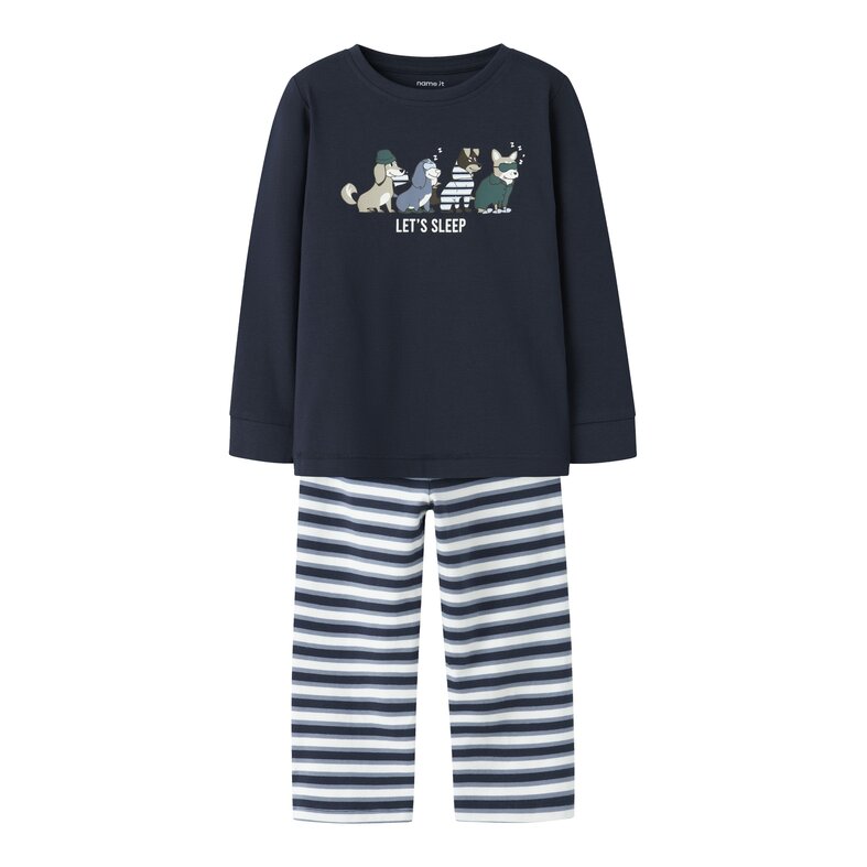 Name It Name It Jongens Lange Pyjama Set NMMRAMEL Gestreept Donkerblauw