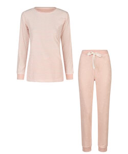 By Louise Dames Winter Pyjama Set Lang Badstof Roze Gestreept