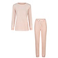 By Louise By Louise Dames Winter Pyjama Set Lang Badstof Roze Gestreept