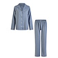By Louise By Louise Ladies Pajama Set Flannel Long With Button Closure Blue Dotted